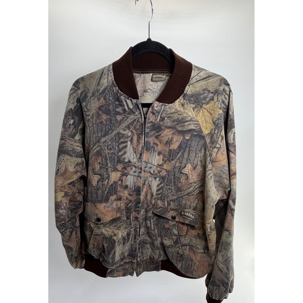 Vintage Spartan Outdoors Advantage Timber Camo Bomber Jacket Mens XL Full Zip